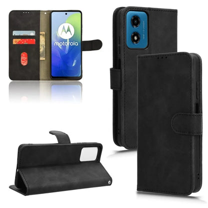 For Motorola Moto G04 4G / G24 4G Case Skin-Feel PU Leather Flip Phone Cover with Wallet