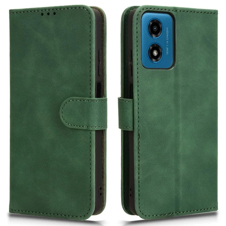 For Motorola Moto G04 4G / G24 4G Case Skin-Feel PU Leather Flip Phone Cover with Wallet