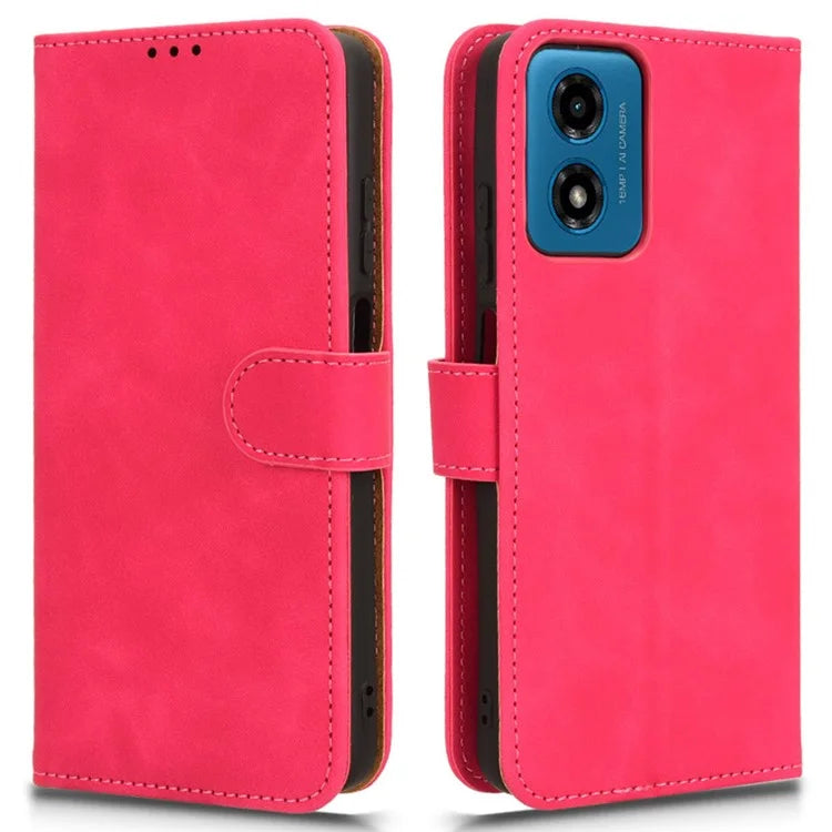 For Motorola Moto G04 4G / G24 4G Case Skin-Feel PU Leather Flip Phone Cover with Wallet