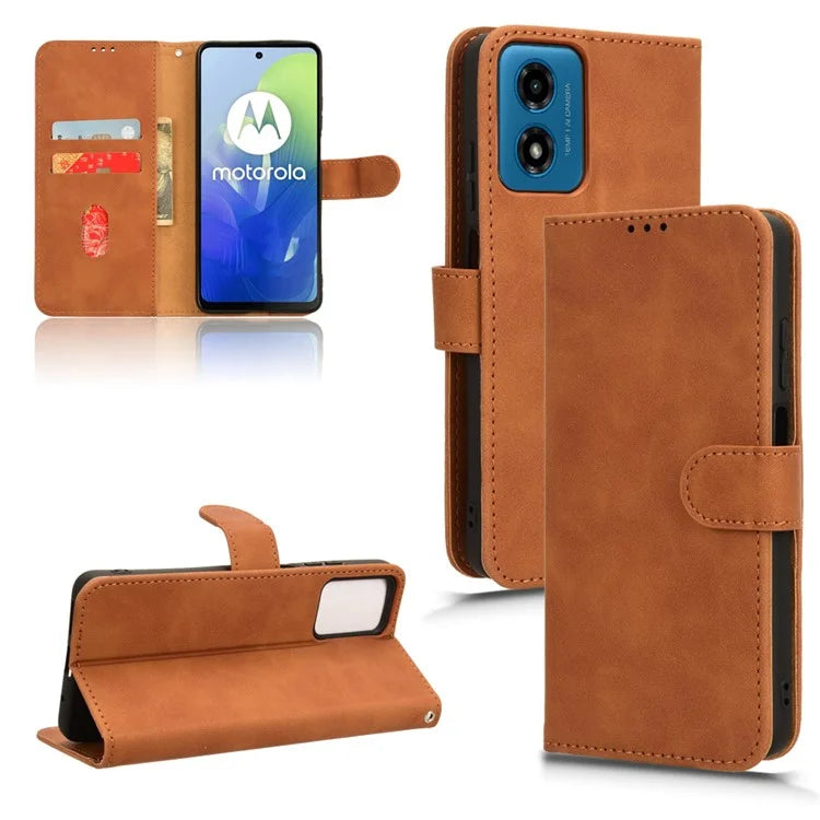 For Motorola Moto G04 4G / G24 4G Case Skin-Feel PU Leather Flip Phone Cover with Wallet