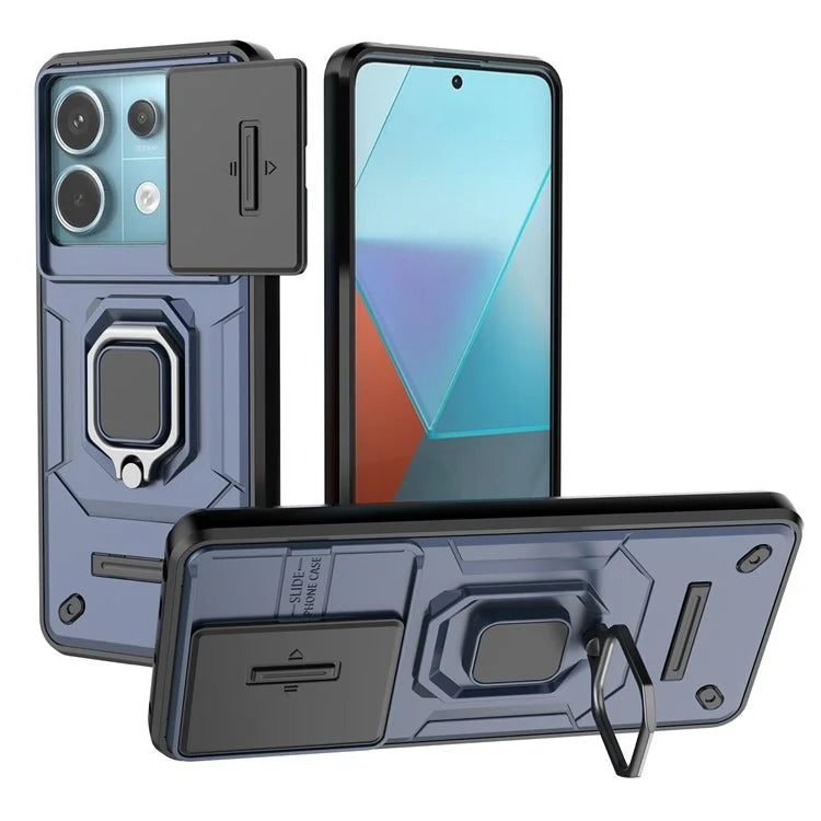 For Xiaomi Redmi Note 13 Pro 5G / Poco X6 5G Kickstand Case Slide Lens Protection Cell Phone Cover