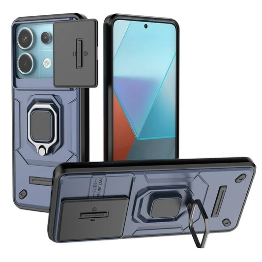 For Xiaomi Redmi Note 13 Pro 5G / Poco X6 5G Kickstand Case Slide Lens Protection Cell Phone Cover