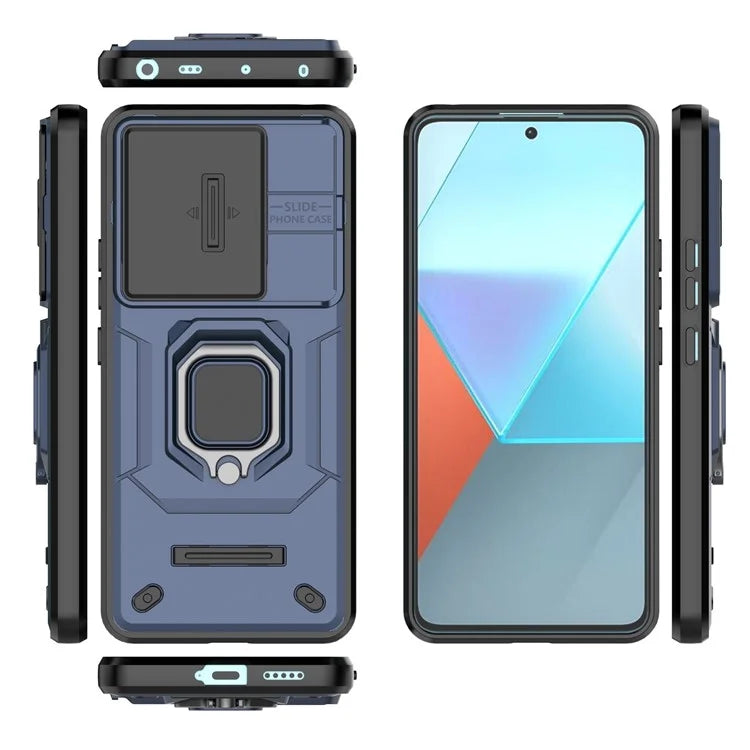 For Xiaomi Redmi Note 13 Pro 5G / Poco X6 5G Kickstand Case Slide Lens Protection Cell Phone Cover