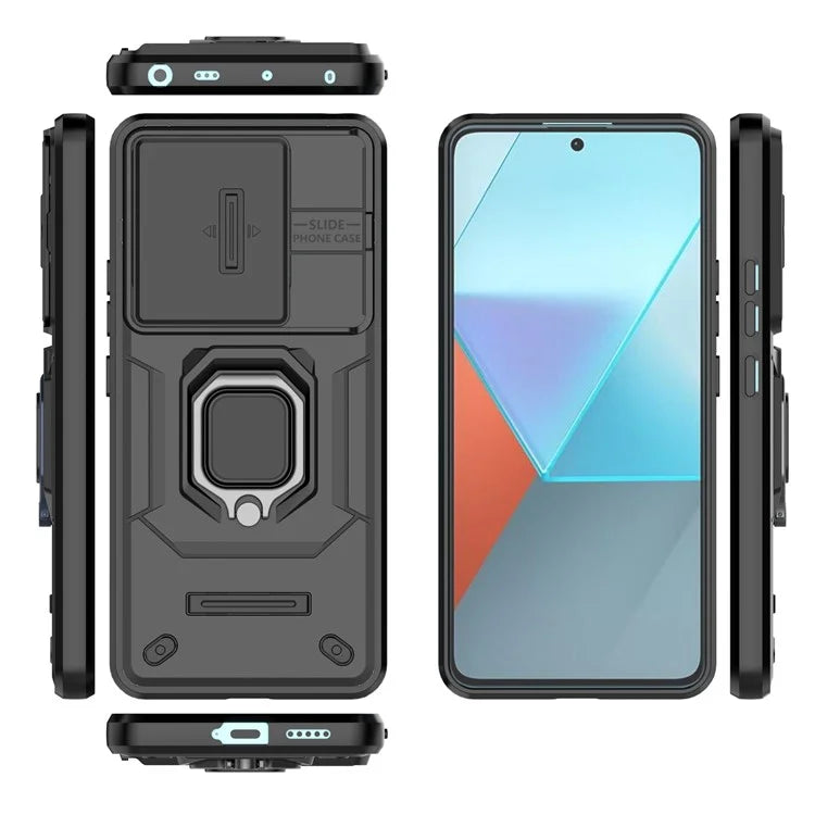 For Xiaomi Redmi Note 13 Pro 5G / Poco X6 5G Kickstand Case Slide Lens Protection Cell Phone Cover