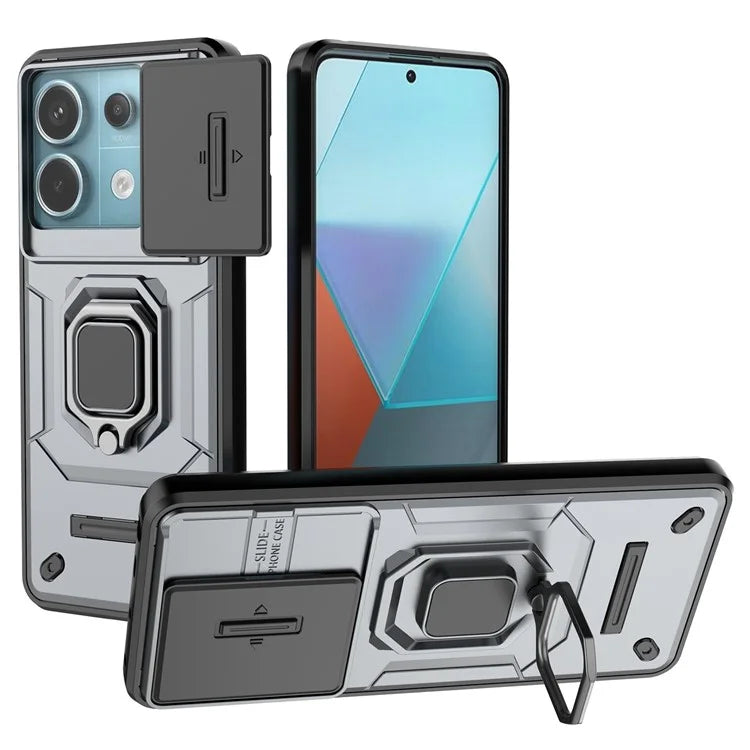 For Xiaomi Redmi Note 13 Pro 5G / Poco X6 5G Kickstand Case Slide Lens Protection Cell Phone Cover