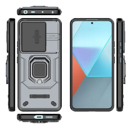 For Xiaomi Redmi Note 13 Pro 5G / Poco X6 5G Kickstand Case Slide Lens Protection Cell Phone Cover