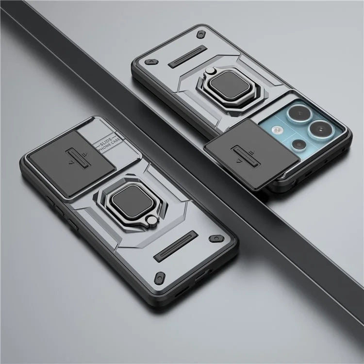 For Xiaomi Redmi Note 13 Pro 5G / Poco X6 5G Kickstand Case Slide Lens Protection Cell Phone Cover