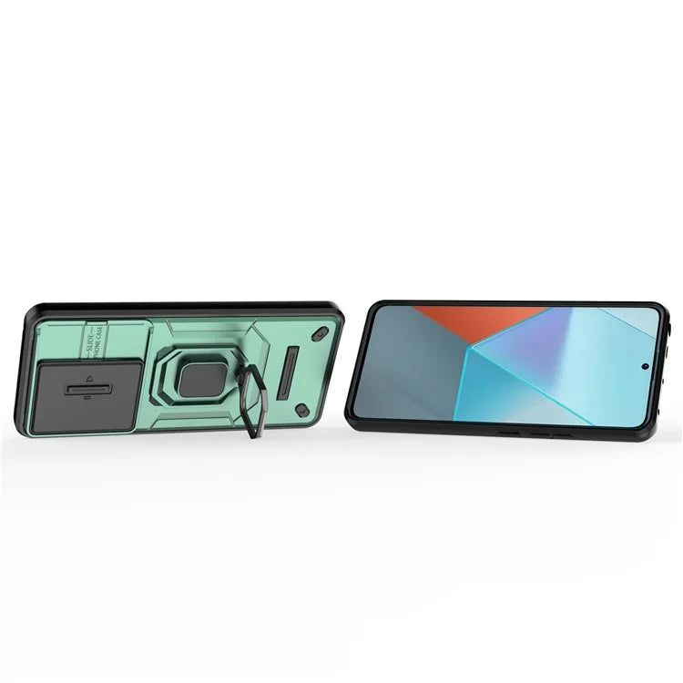 For Xiaomi Redmi Note 13 Pro 5G / Poco X6 5G Kickstand Case Slide Lens Protection Cell Phone Cover