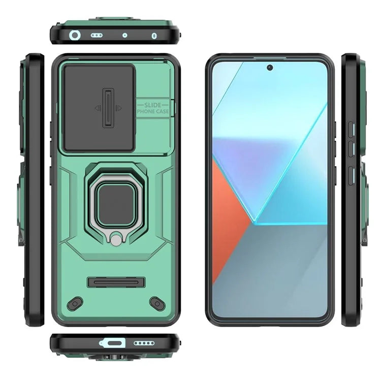 For Xiaomi Redmi Note 13 Pro 5G / Poco X6 5G Kickstand Case Slide Lens Protection Cell Phone Cover
