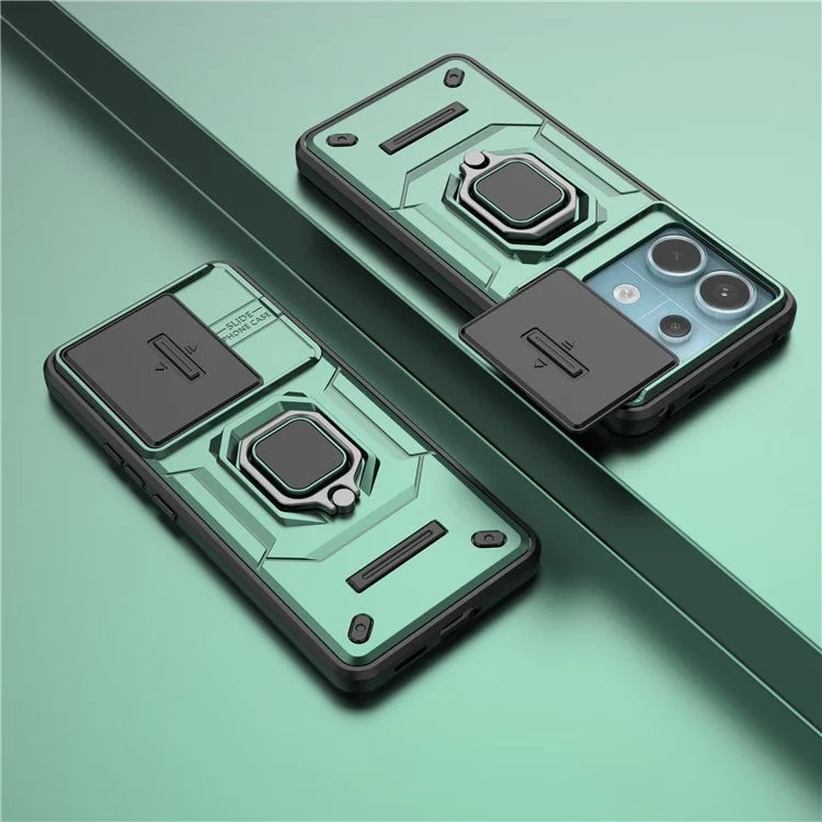 For Xiaomi Redmi Note 13 Pro 5G / Poco X6 5G Kickstand Case Slide Lens Protection Cell Phone Cover