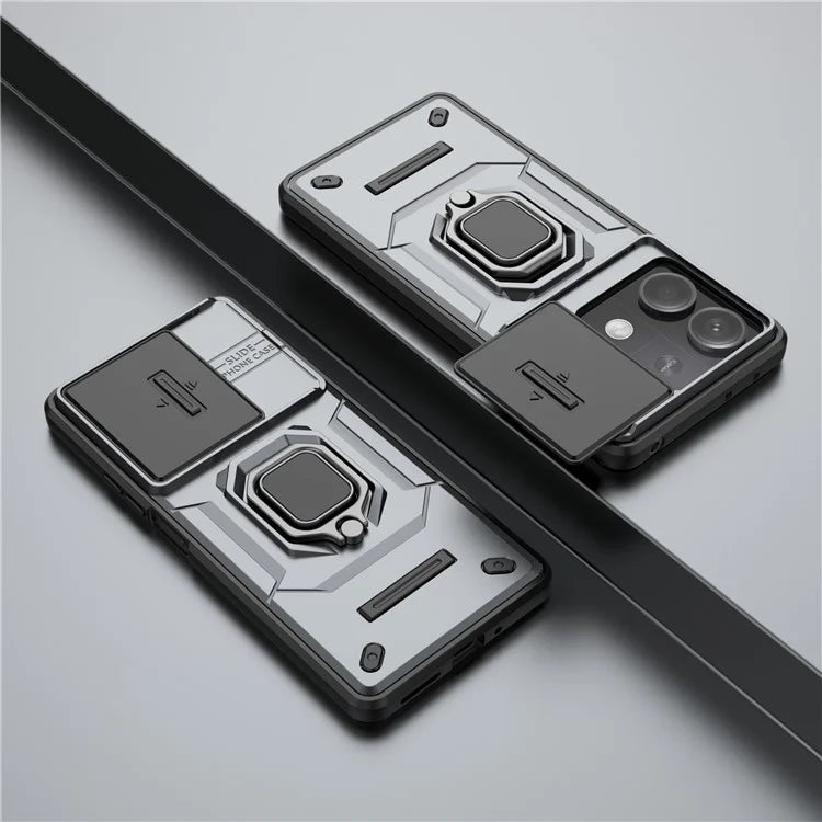 For Xiaomi Redmi Note 13 5G / Note 13 5G (China) Case Kickstand Phone Cover Slide Lens Lid