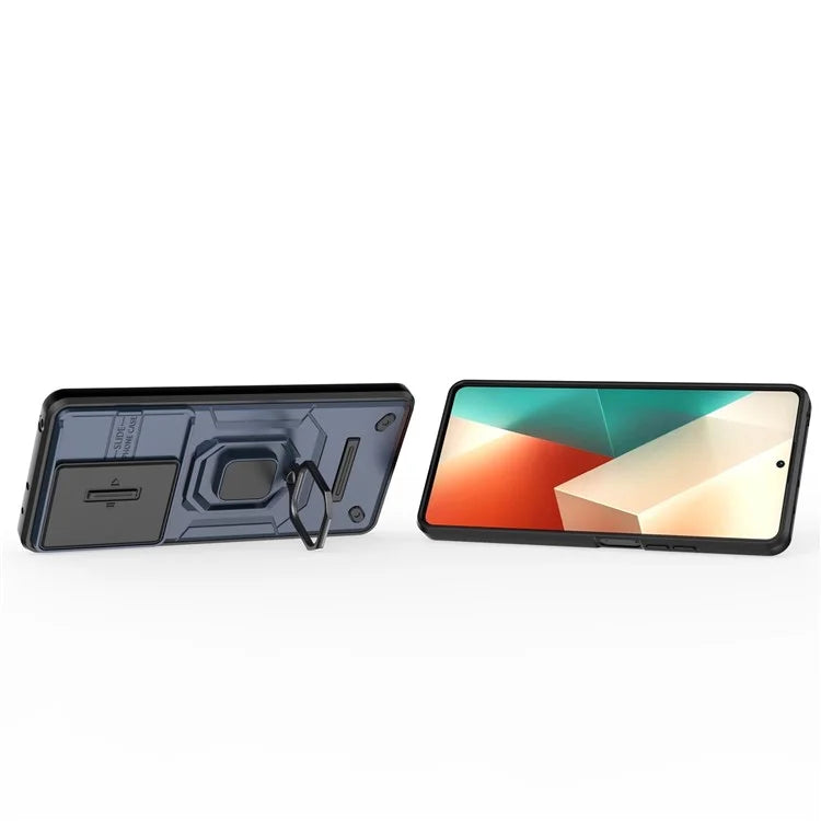 For Xiaomi Redmi Note 13 5G / Note 13 5G (China) Case Kickstand Phone Cover Slide Lens Lid