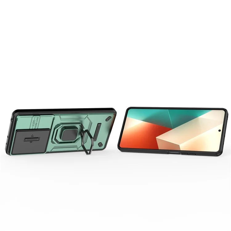 For Xiaomi Redmi Note 13 5G / Note 13 5G (China) Case Kickstand Phone Cover Slide Lens Lid