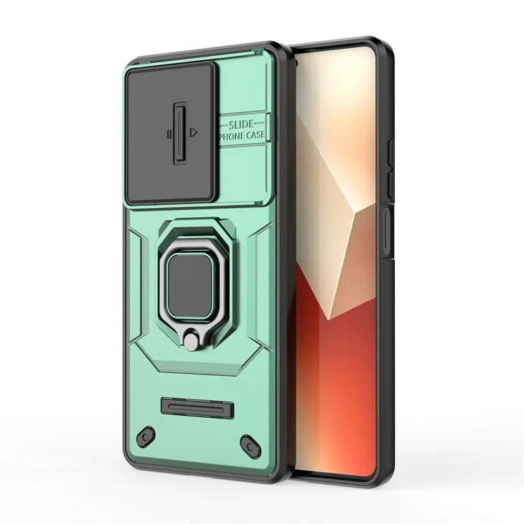 For Xiaomi Redmi Note 13 5G / Note 13 5G (China) Case Kickstand Phone Cover Slide Lens Lid