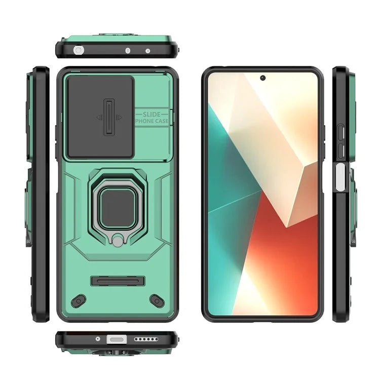 For Xiaomi Redmi Note 13 5G / Note 13 5G (China) Case Kickstand Phone Cover Slide Lens Lid