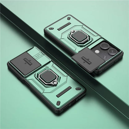 For Xiaomi Redmi Note 13 5G / Note 13 5G (China) Case Kickstand Phone Cover Slide Lens Lid