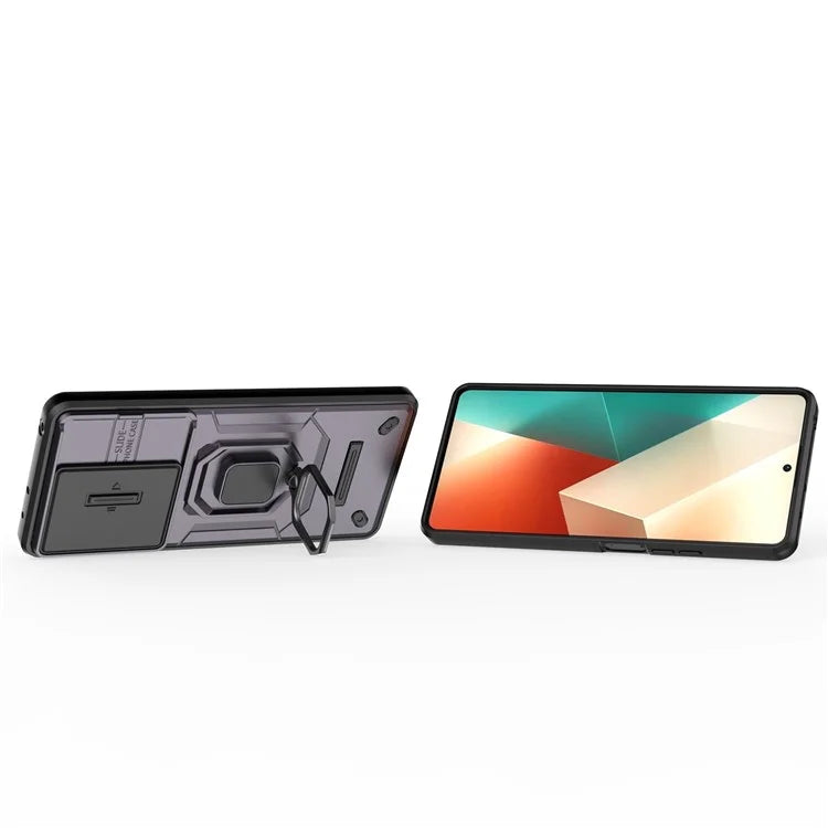 For Xiaomi Redmi Note 13 5G / Note 13 5G (China) Case Kickstand Phone Cover Slide Lens Lid
