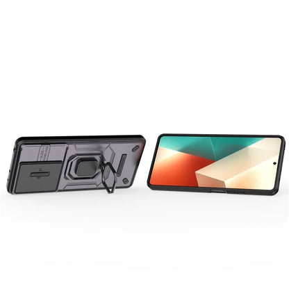 For Xiaomi Redmi Note 13 5G / Note 13 5G (China) Case Kickstand Phone Cover Slide Lens Lid