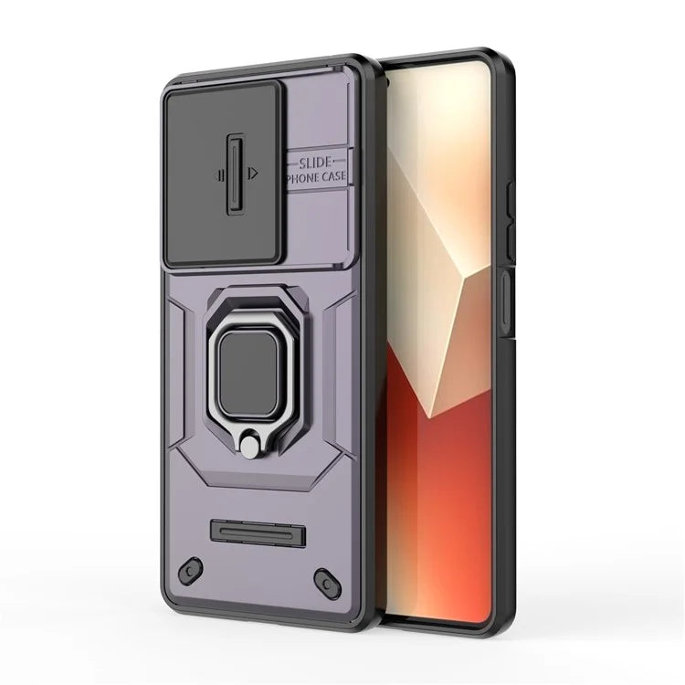 For Xiaomi Redmi Note 13 5G / Note 13 5G (China) Case Kickstand Phone Cover Slide Lens Lid