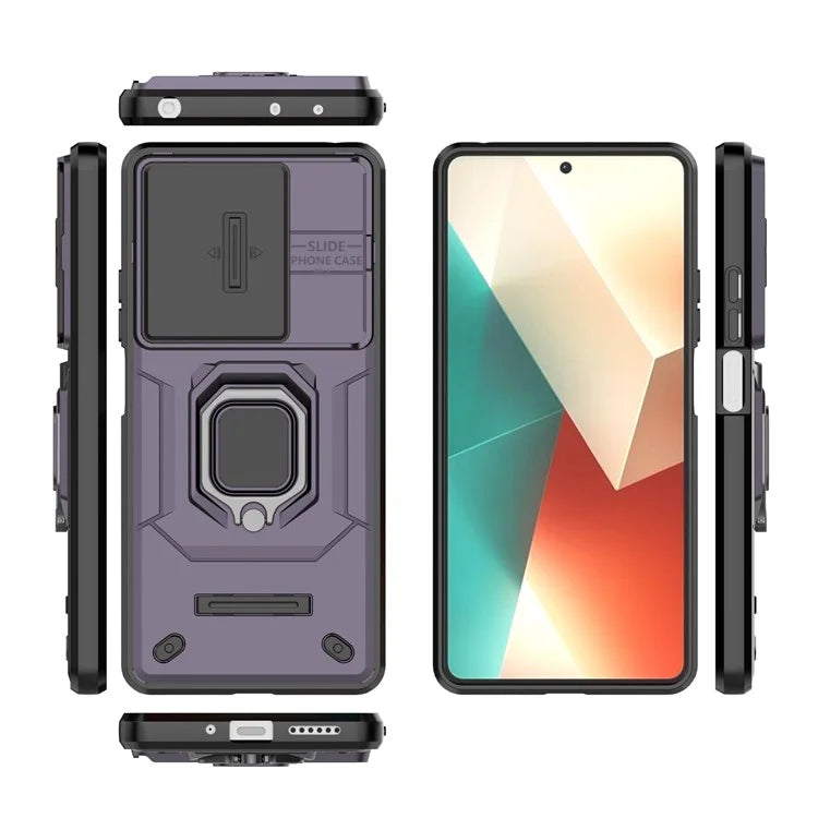 For Xiaomi Redmi Note 13 5G / Note 13 5G (China) Case Kickstand Phone Cover Slide Lens Lid
