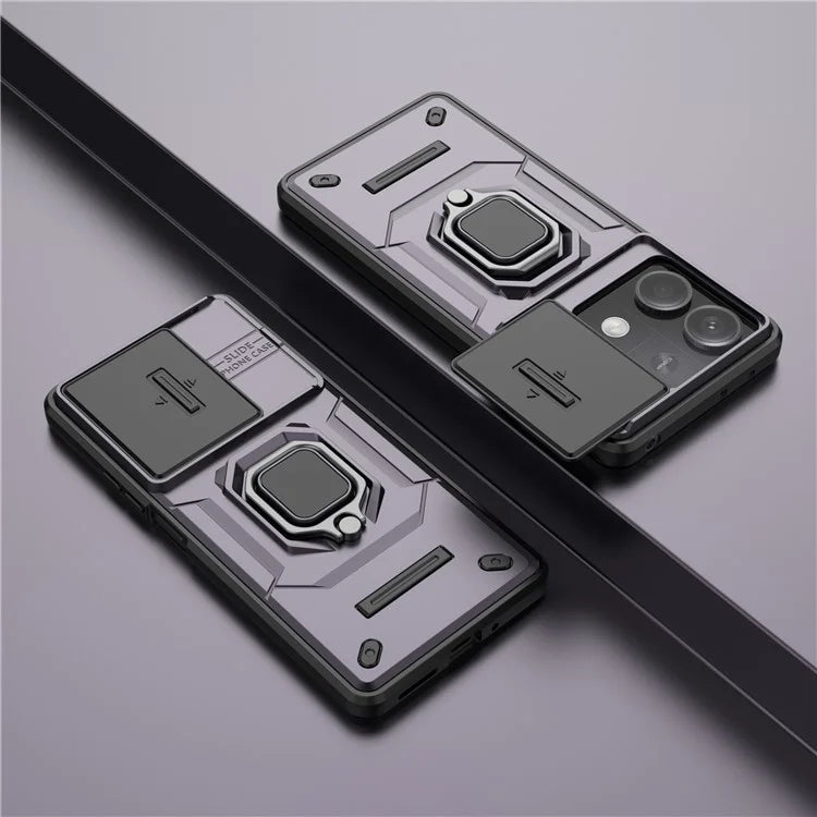 For Xiaomi Redmi Note 13 5G / Note 13 5G (China) Case Kickstand Phone Cover Slide Lens Lid