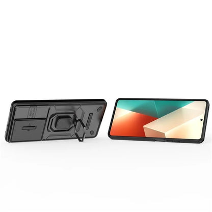 For Xiaomi Redmi Note 13 5G / Note 13 5G (China) Case Kickstand Phone Cover Slide Lens Lid