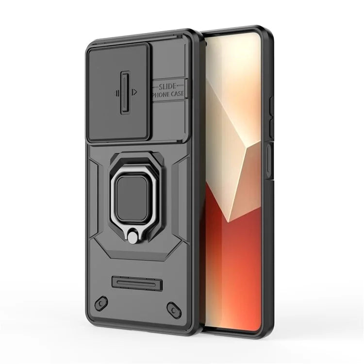 For Xiaomi Redmi Note 13 5G / Note 13 5G (China) Case Kickstand Phone Cover Slide Lens Lid
