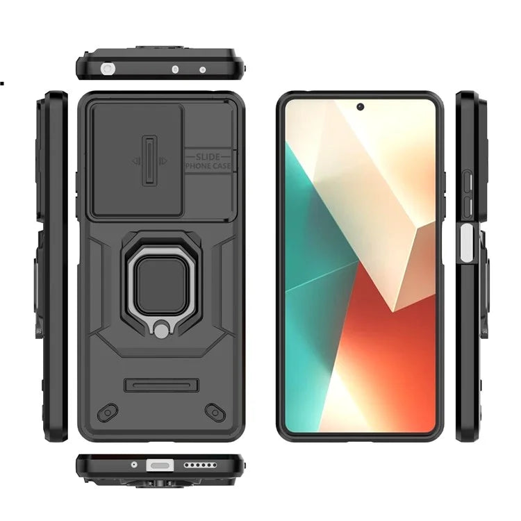 For Xiaomi Redmi Note 13 5G / Note 13 5G (China) Case Kickstand Phone Cover Slide Lens Lid