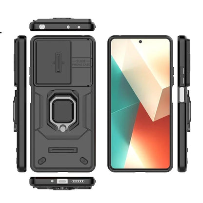 For Xiaomi Redmi Note 13 5G / Note 13 5G (China) Case Kickstand Phone Cover Slide Lens Lid
