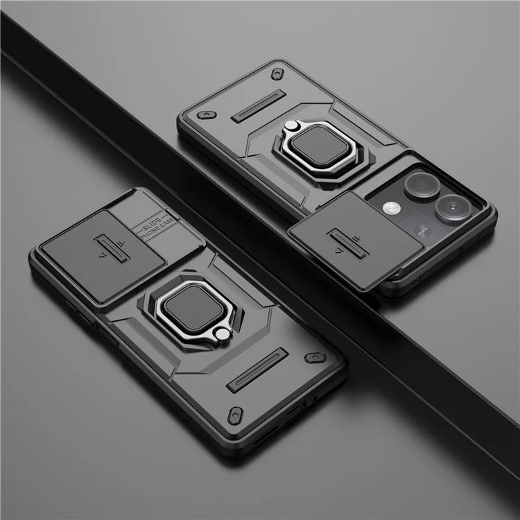 For Xiaomi Redmi Note 13 5G / Note 13 5G (China) Case Kickstand Phone Cover Slide Lens Lid