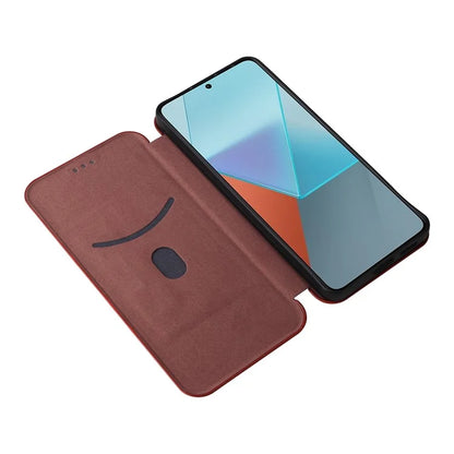 For Xiaomi Redmi Note 13 5G / Note 13 5G (China) Case Carbon Fiber Texture Phone Leather Cover