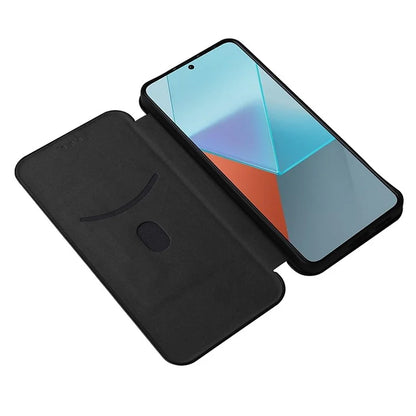For Xiaomi Redmi Note 13 Pro 5G / Poco X6 5G Leather Case with Card Slots Carbon Fiber Texture