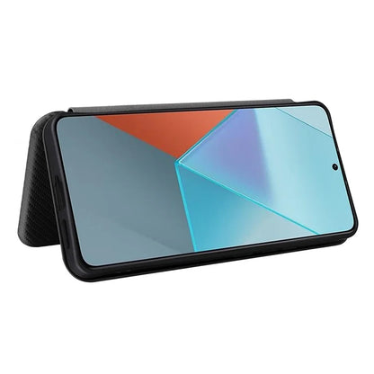 For Xiaomi Redmi Note 13 Pro 5G / Poco X6 5G Leather Case with Card Slots Carbon Fiber Texture