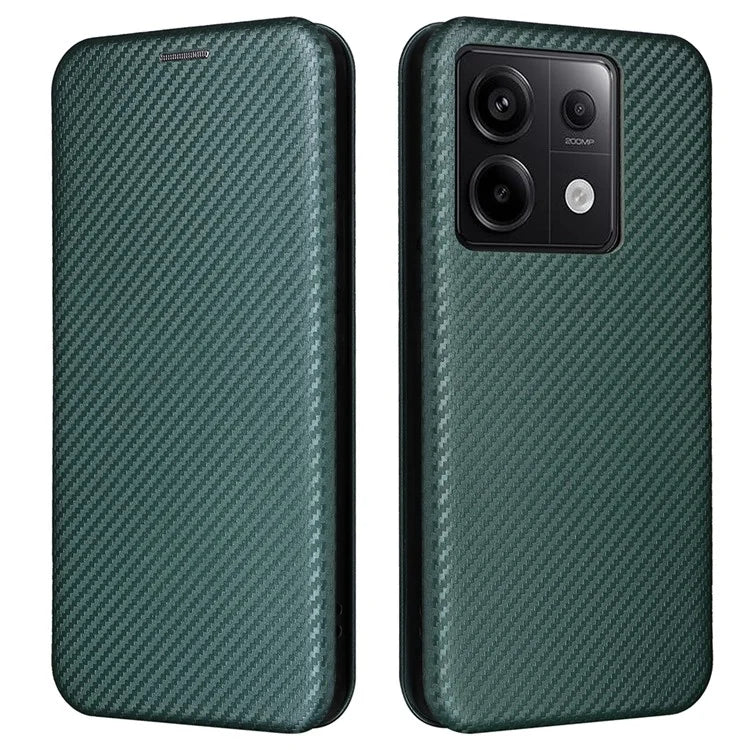 For Xiaomi Redmi Note 13 Pro 5G / Poco X6 5G Leather Case with Card Slots Carbon Fiber Texture