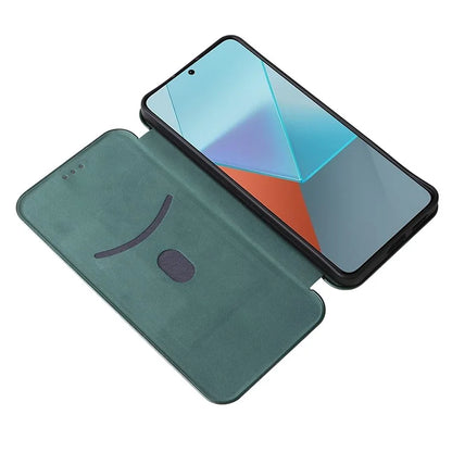 For Xiaomi Redmi Note 13 Pro 5G / Poco X6 5G Leather Case with Card Slots Carbon Fiber Texture