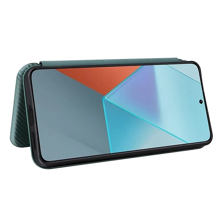 For Xiaomi Redmi Note 13 Pro 5G / Poco X6 5G Leather Case with Card Slots Carbon Fiber Texture