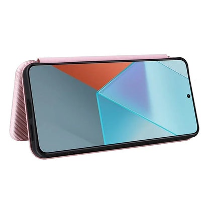 For Xiaomi Redmi Note 13 Pro 5G / Poco X6 5G Leather Case with Card Slots Carbon Fiber Texture