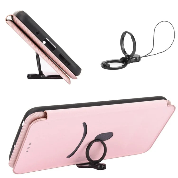 For Xiaomi Redmi Note 13 Pro 5G / Poco X6 5G Leather Case with Card Slots Carbon Fiber Texture
