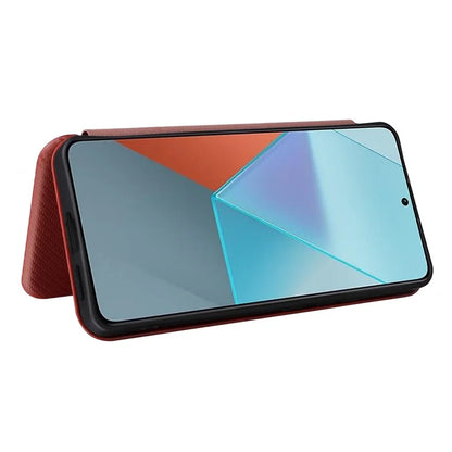For Xiaomi Redmi Note 13 Pro 5G / Poco X6 5G Leather Case with Card Slots Carbon Fiber Texture