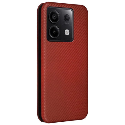 For Xiaomi Redmi Note 13 Pro 5G / Poco X6 5G Leather Case with Card Slots Carbon Fiber Texture