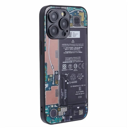 AL Series for iPhone 15 Pro Max Case Battery Circuit Board Glass Phone Cover