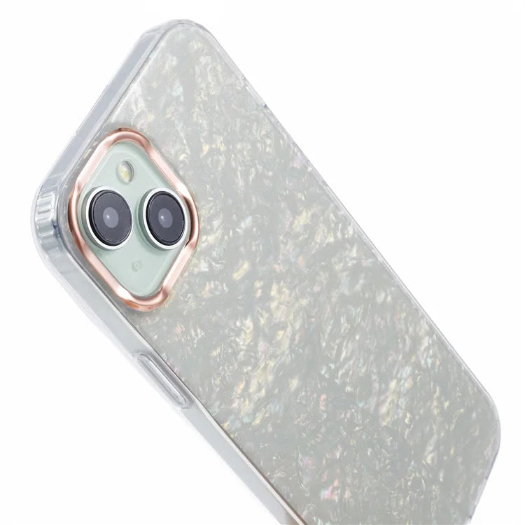 For iPhone 14 Shell Pattern Case IMD Phone Cover Four Corners Cushioning
