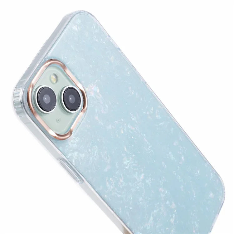 For iPhone 14 Shell Pattern Case IMD Phone Cover Four Corners Cushioning