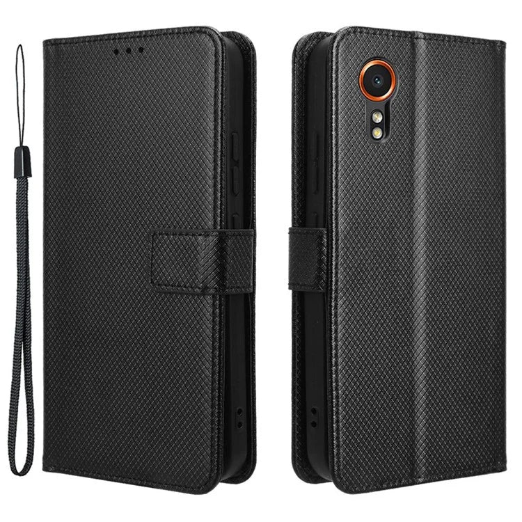 For Samsung Galaxy Xcover 7 Case Diamond Texture Leather Phone Stand Cover