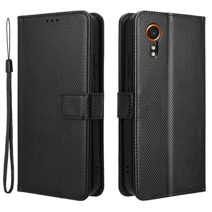 For Samsung Galaxy Xcover 7 Case Diamond Texture Leather Phone Stand Cover