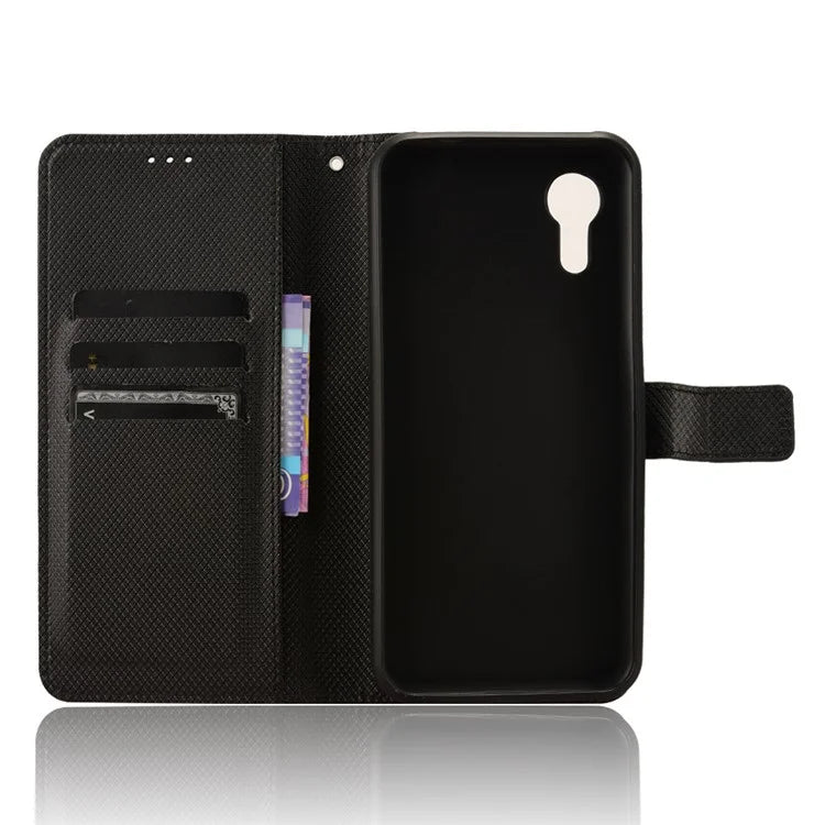 For Samsung Galaxy Xcover 7 Case Diamond Texture Leather Phone Stand Cover