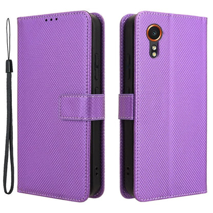 For Samsung Galaxy Xcover 7 Case Diamond Texture Leather Phone Stand Cover