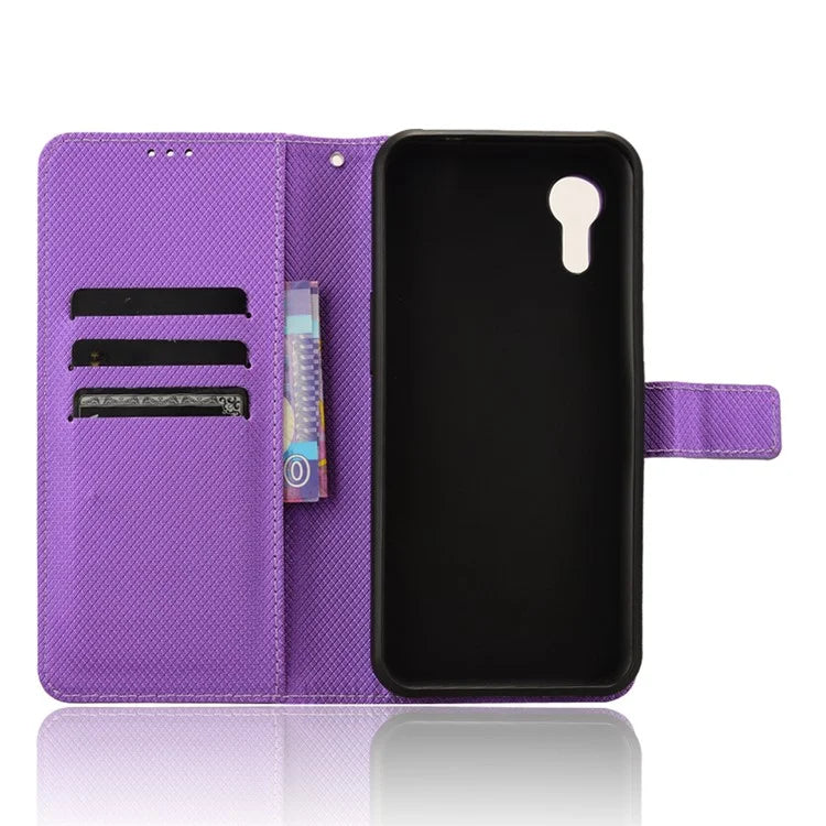 For Samsung Galaxy Xcover 7 Case Diamond Texture Leather Phone Stand Cover