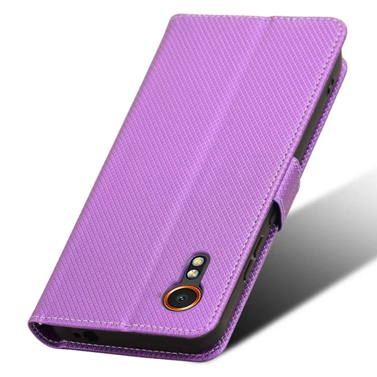 For Samsung Galaxy Xcover 7 Case Diamond Texture Leather Phone Stand Cover