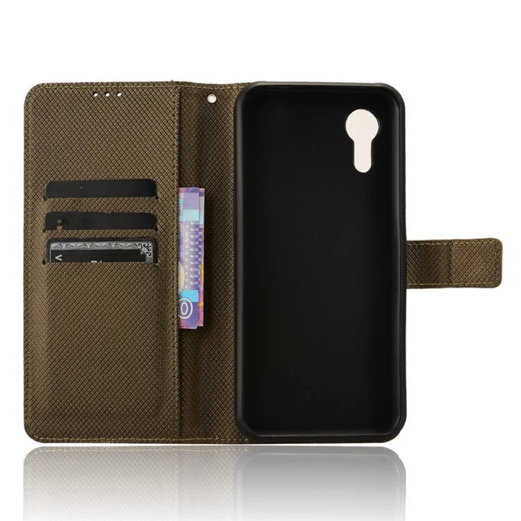For Samsung Galaxy Xcover 7 Case Diamond Texture Leather Phone Stand Cover
